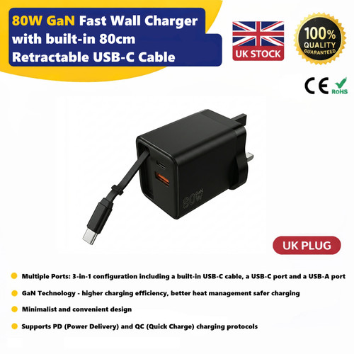80w gan fast wall charger - charger, with