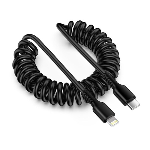 Coiled usb lightning - c,