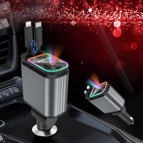 Car charger retractable - car,