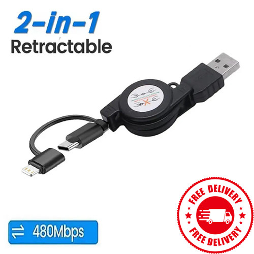 Retractable usb cable iphone - ,