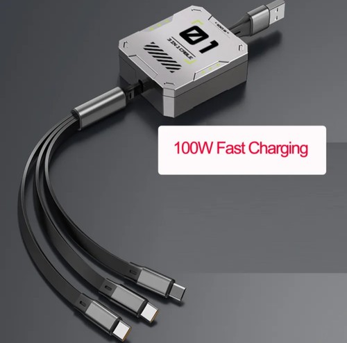 Retractable usb c fast - 3-in-1,